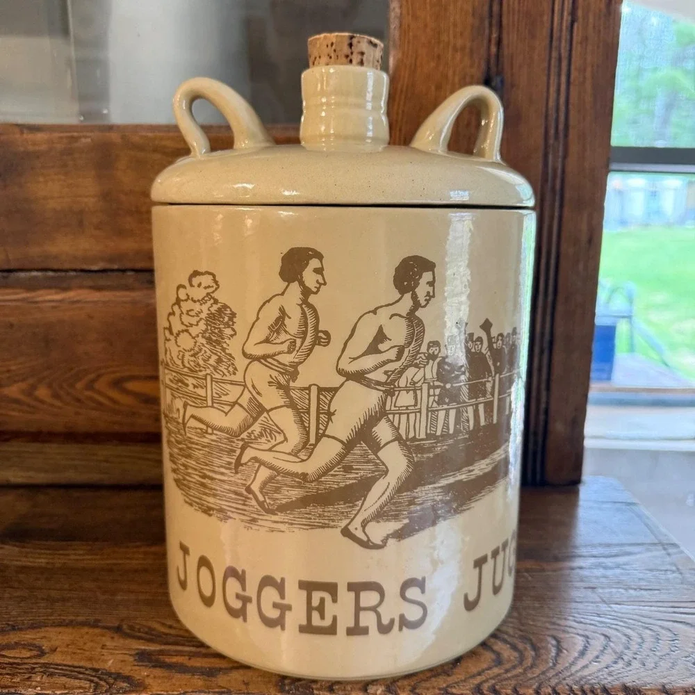 Vintage Joggers Jug Ceramic Top Ice Bucket Man Cave Runners Den Bar Pristine